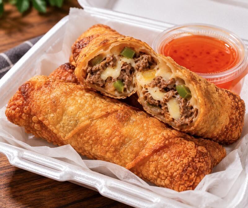 STEAK CHEESE EGG ROLL